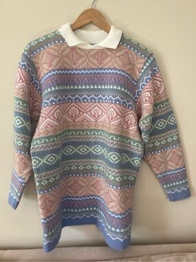 Pastel Fair Isle Collared Sweater